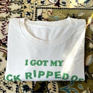 (Swipe to see:)) White and green Senior Frog’s graphic tee (Size: L/XL)